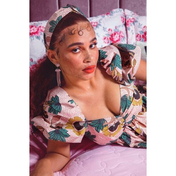 Autumn Adeigbo Womens Midege Dress - Pink Floral Size 14 - Picture 8 of 12